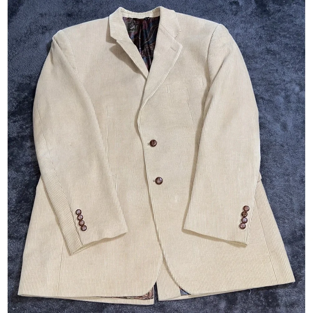Lauren Ralph Lauren Men's Corduroy Coat Blazer Two‎ Button Brown Paisley 42L